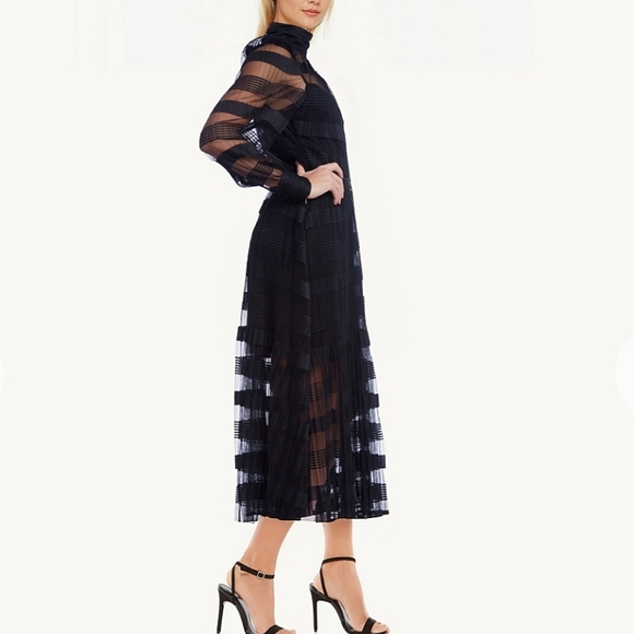 Jewel Badgley Mischka Beatrice Long Sleeve‎ Spliced Midi Dress - Picture 2 of 11